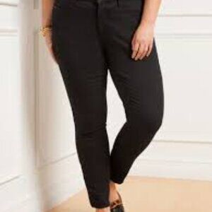Talbots Plus Size Heritage Black Micro Corduroy Velvet-like Slim Pants Sz 16
